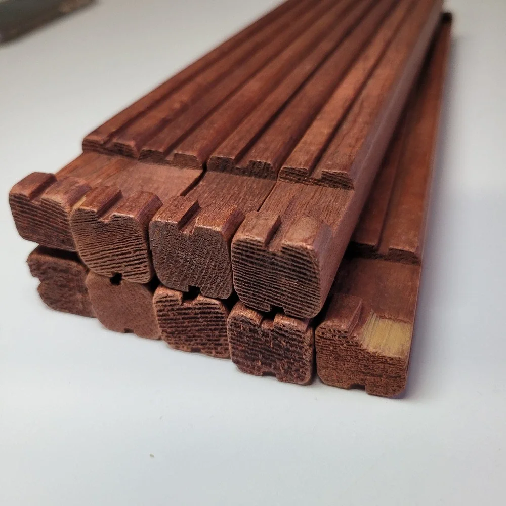 Vintage Square Wooden Building Logs 10.5 Inch Notch and Groove Red Brown‎ 10pc